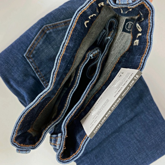 Y2K 00s 90s Low Rise Jeggings Dark Blue Skinny Jeans 16 Flap Pockets Flattering - Picture 11 of 12